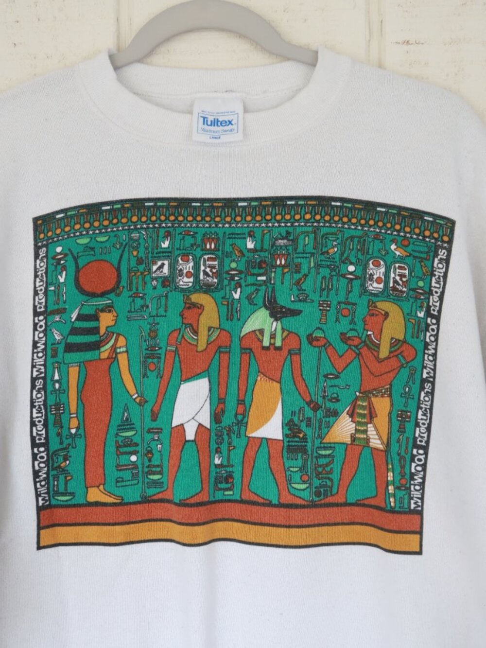 Vintage 80s Tultex Egyptian Print Sweatshirt | Large